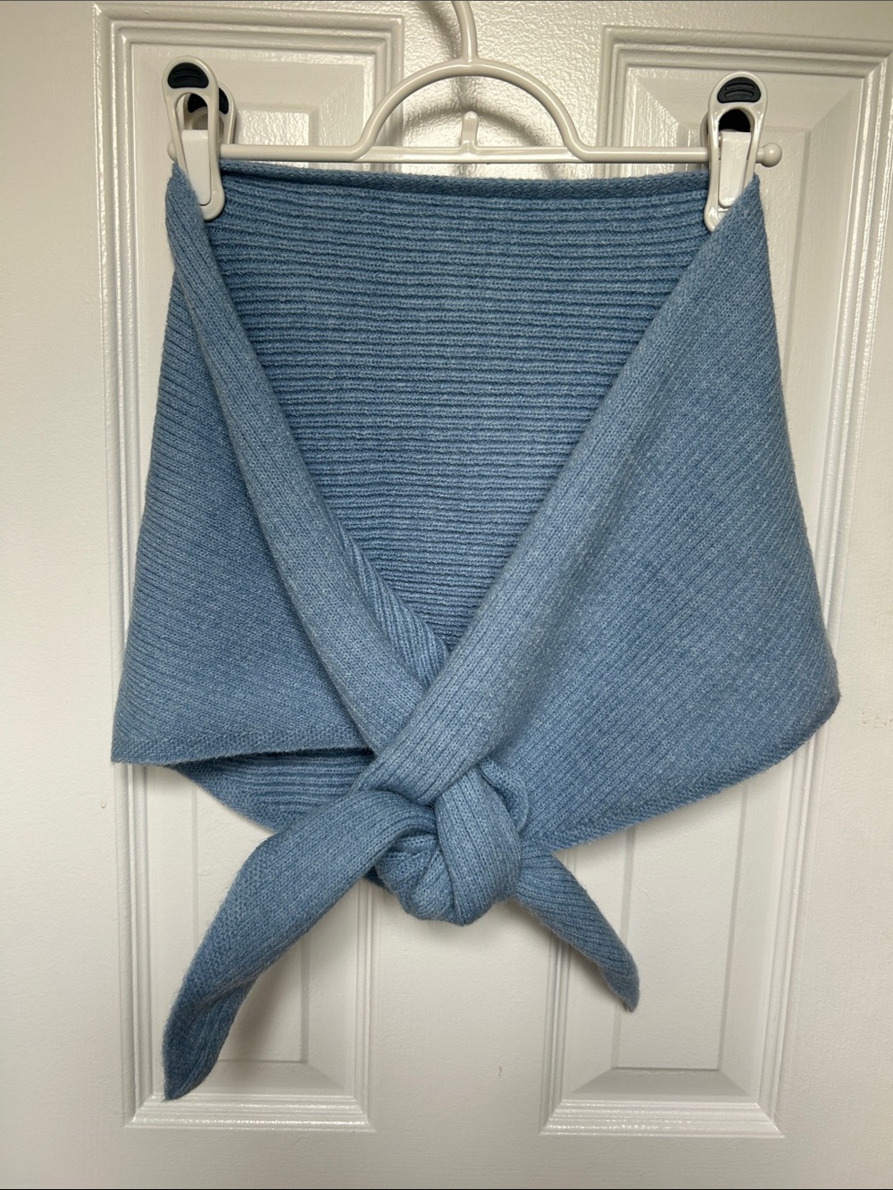 Pretty Persuasions Powder Blue Ribbed Triangle Scarf